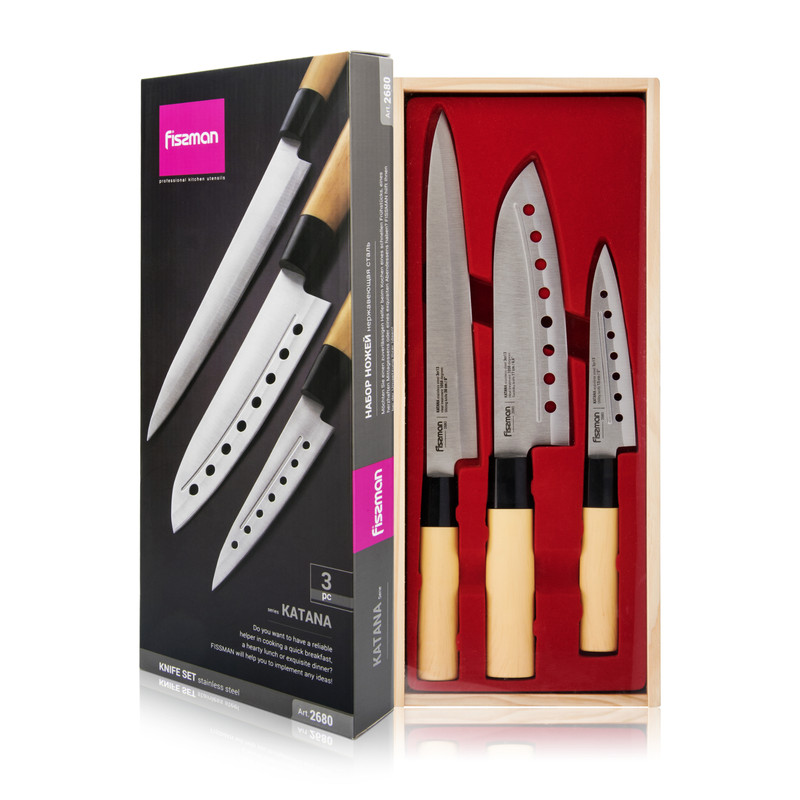 Fissman 6 Pcs Knife Set Tokoro With Wooden Block (3cr13 Steel)