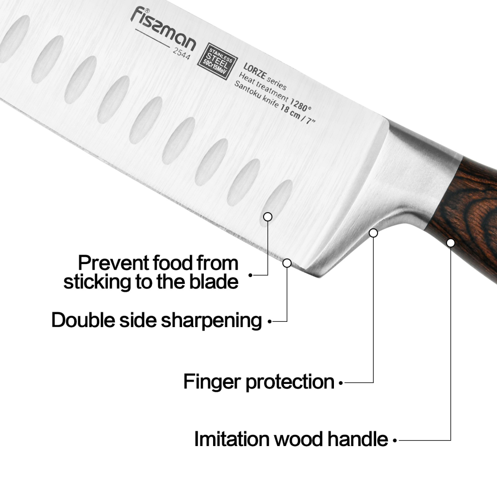 Fissman  7" Santoku Knife Lorze 18cm (50cr15mov Steel)