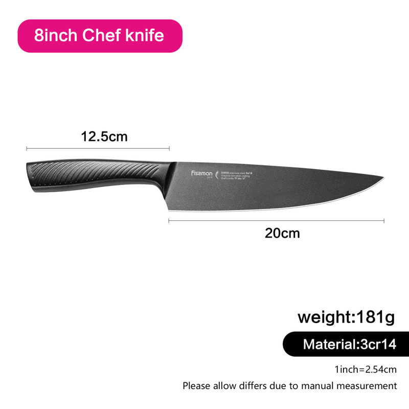 Fissman 8 Inch Chef's Knife Shinai With Graphite Non-Stick Coating (3cr14 Steel)