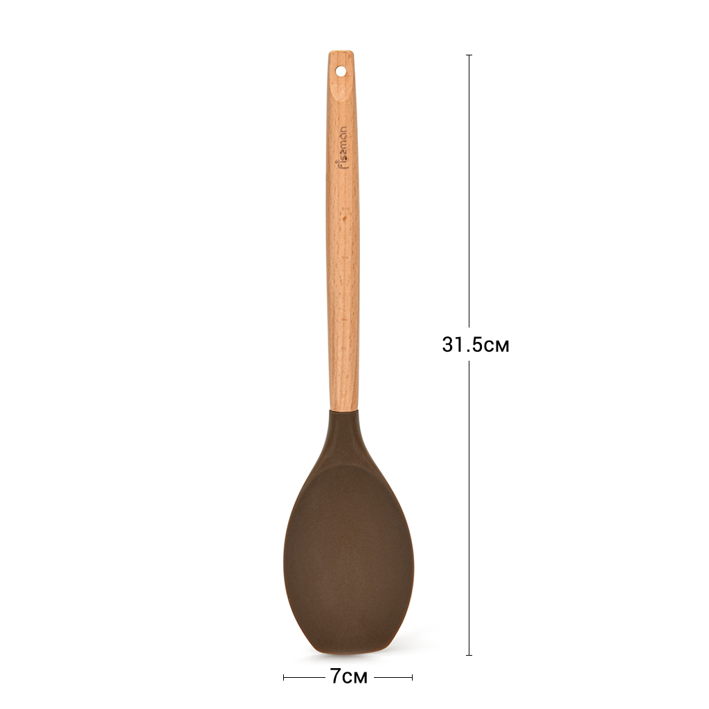 Fissman Serving Spoon Chefs Tools 32cm Chocolate(Silicone With Wooden Handle)
