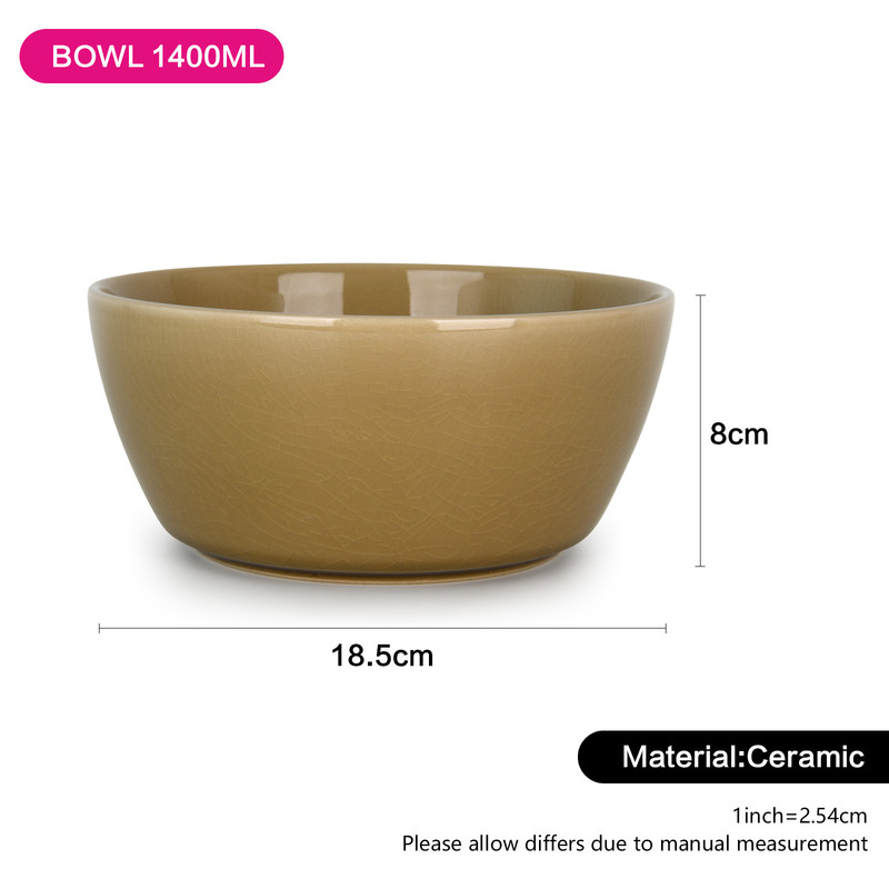 Fissman Bowl 1400ml Beige Crackle (Ceramic)