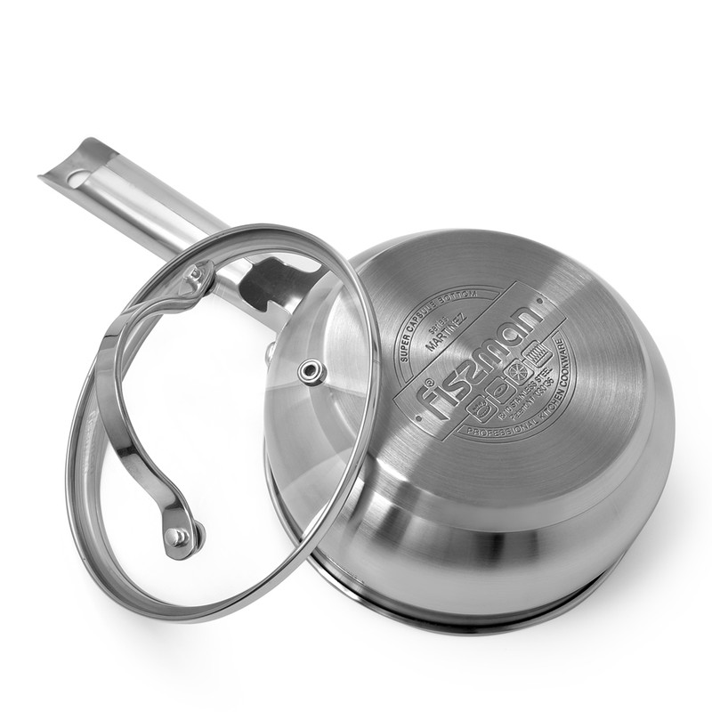 Fissman Saucepan With Glass Lid 14x7cm/1.1LTR (Stainless Steel)