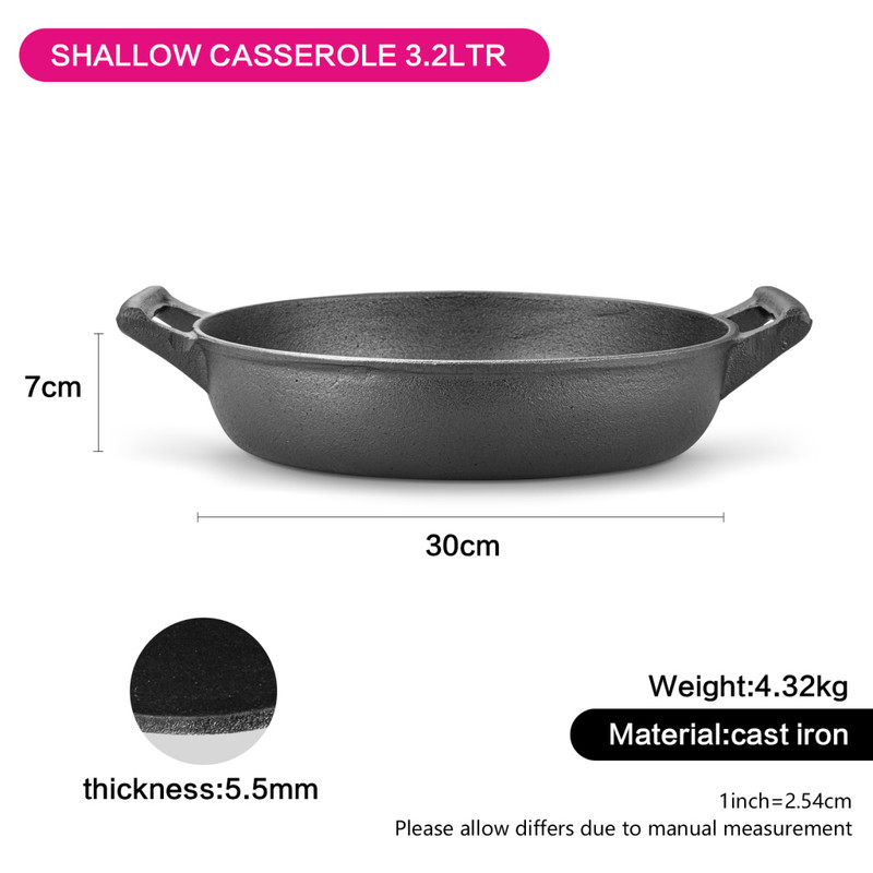 Fissman Shallow Casserole 30x7cm/3.2LTR (Cast Iron)