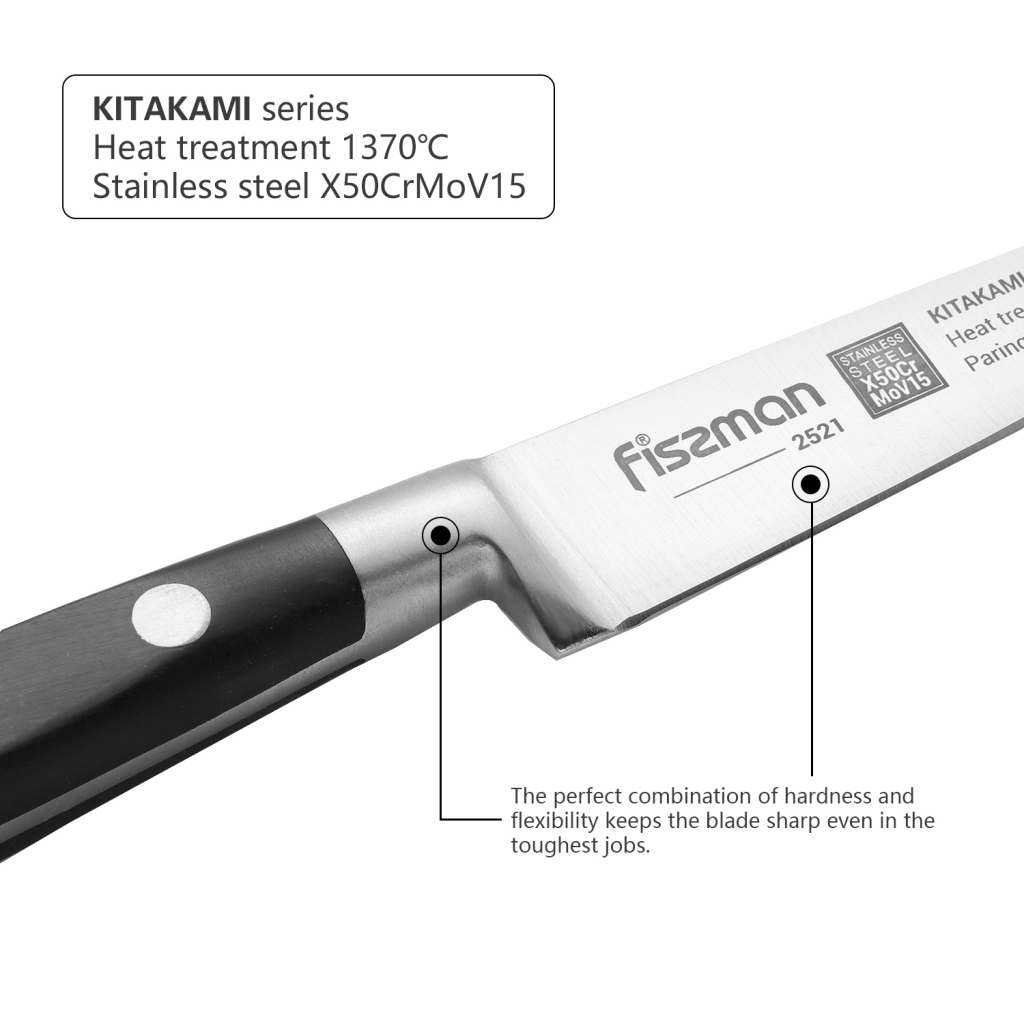 Fissman 3.7" Paring Knife Kitakami (X50crmov15 Steel)