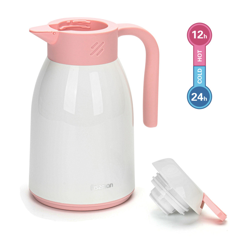 Fissman Vacuum Insulated Jug 1000ml Cream (Plastic Case With Glass Liner)