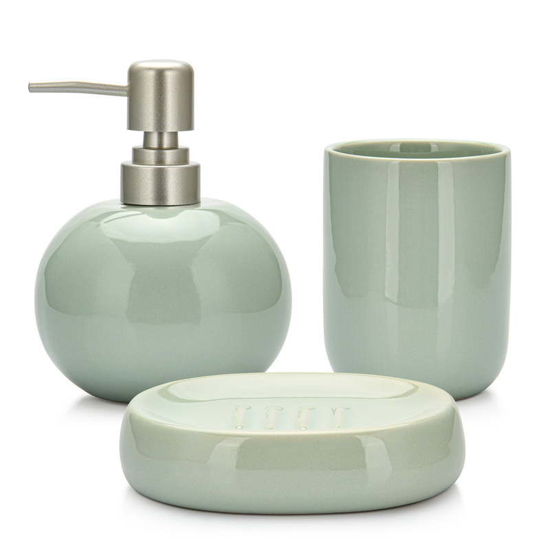 Fissman Set of Soap Dispenser 300ml Tumbler 290ml And Soap Dish (Ceramic)