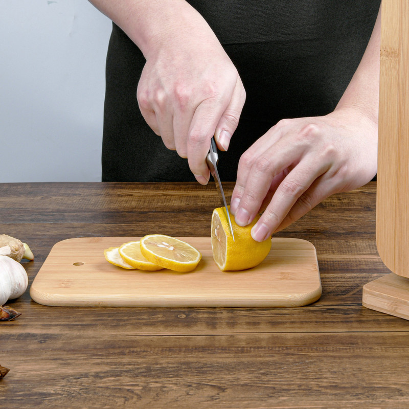 Fissman Set of 6 Rectangular Cutting Boards 23x15x1cm With A Stand (Bamboo)