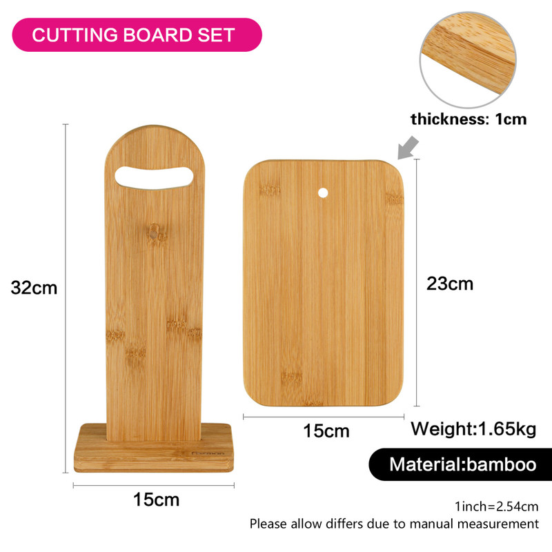Fissman Set of 6 Rectangular Cutting Boards 23x15x1cm With A Stand (Bamboo)