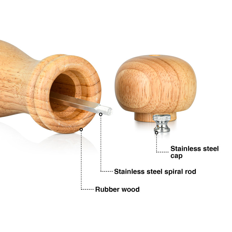 Fissman Salt & Pepper Mill 16.5x5cm (Rubber Wood Body With Ceramic Grinder)