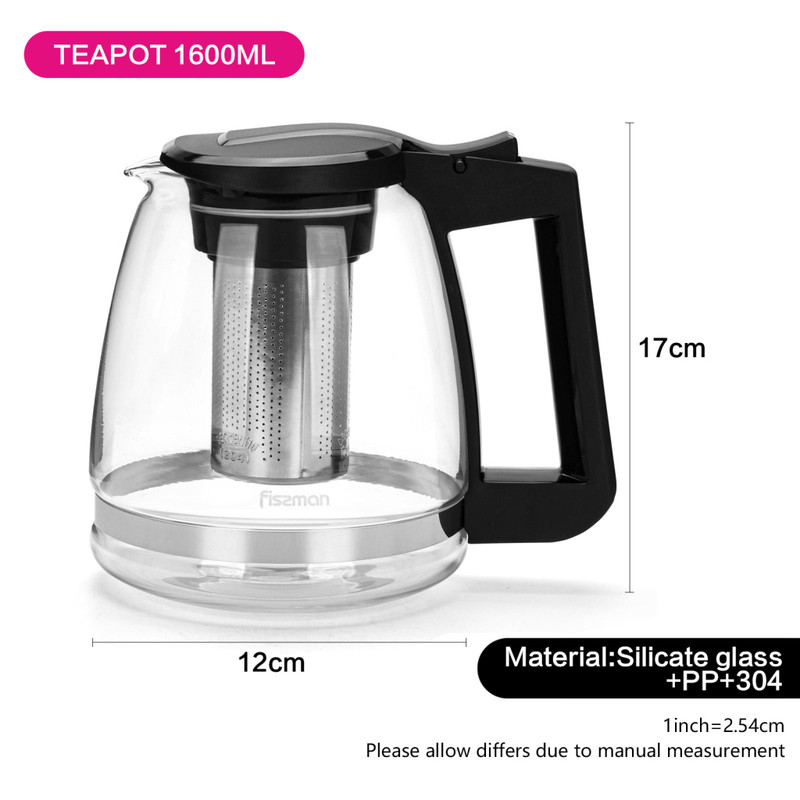 Fissman Tea Pot 1600ml With Filter (Glass)