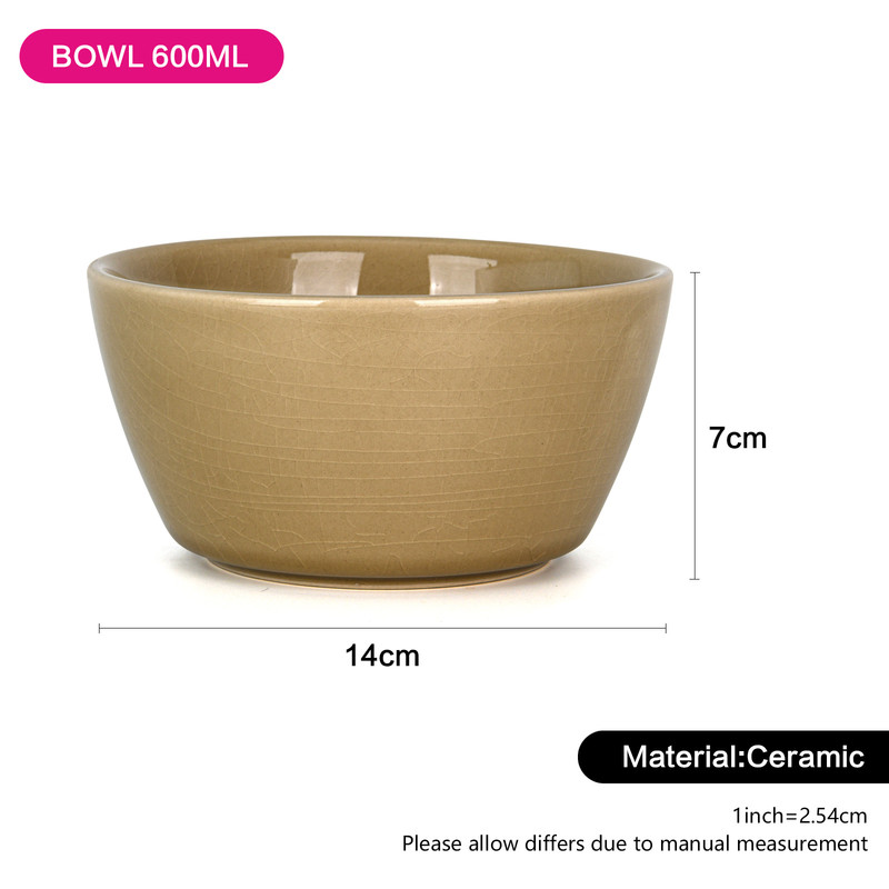 Fissman Bowl 600ml Beige Crackle (Ceramic)