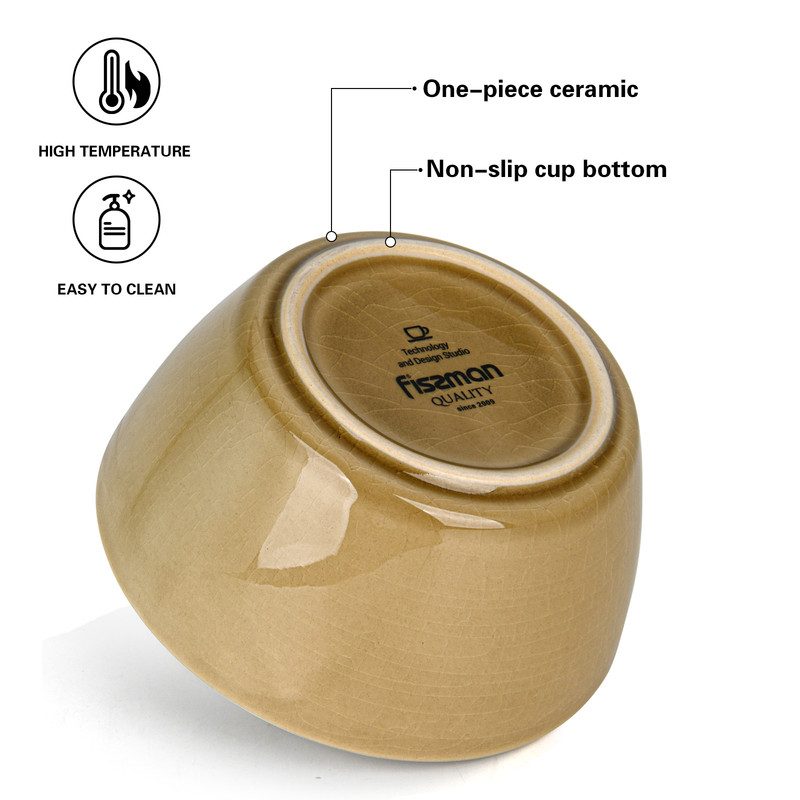 Fissman Bowl 600ml Beige Crackle (Ceramic)