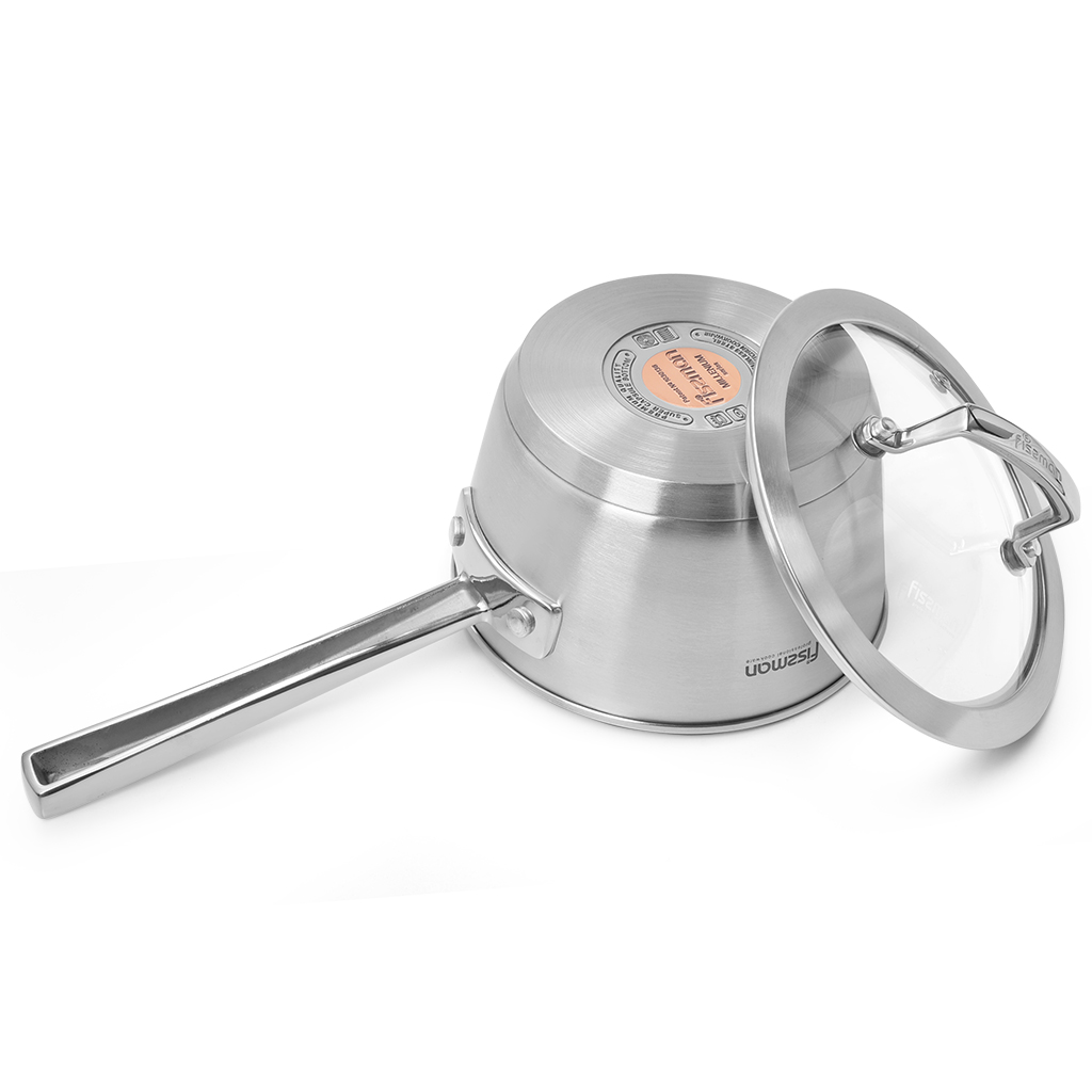 Fissman Millenium Saucepan With Glass Lid 16x9cm/1.5LTR (Stainless Steel)