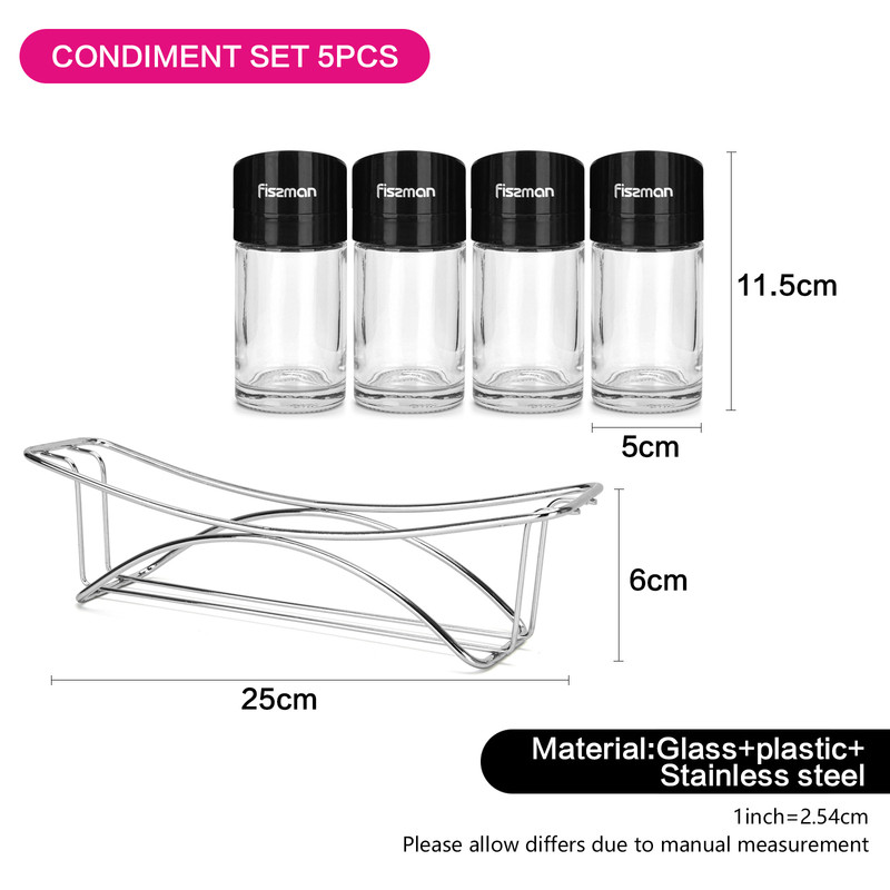 Fissman Condiment Set 5 Pcs (Glass)
