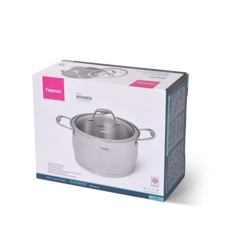 Fissman  Casserole With Glass Lid 20x12cm/4.0LTR (Stainless Steel)