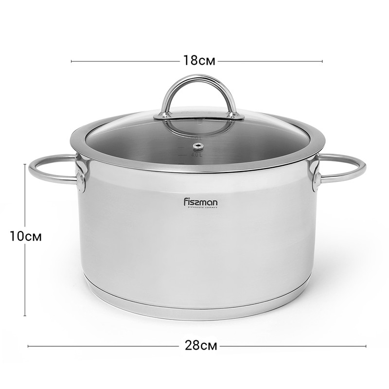Fissman Benjamin Casserole With Glass Lid 18x10cm/2.5LTR (Stainless Steel)