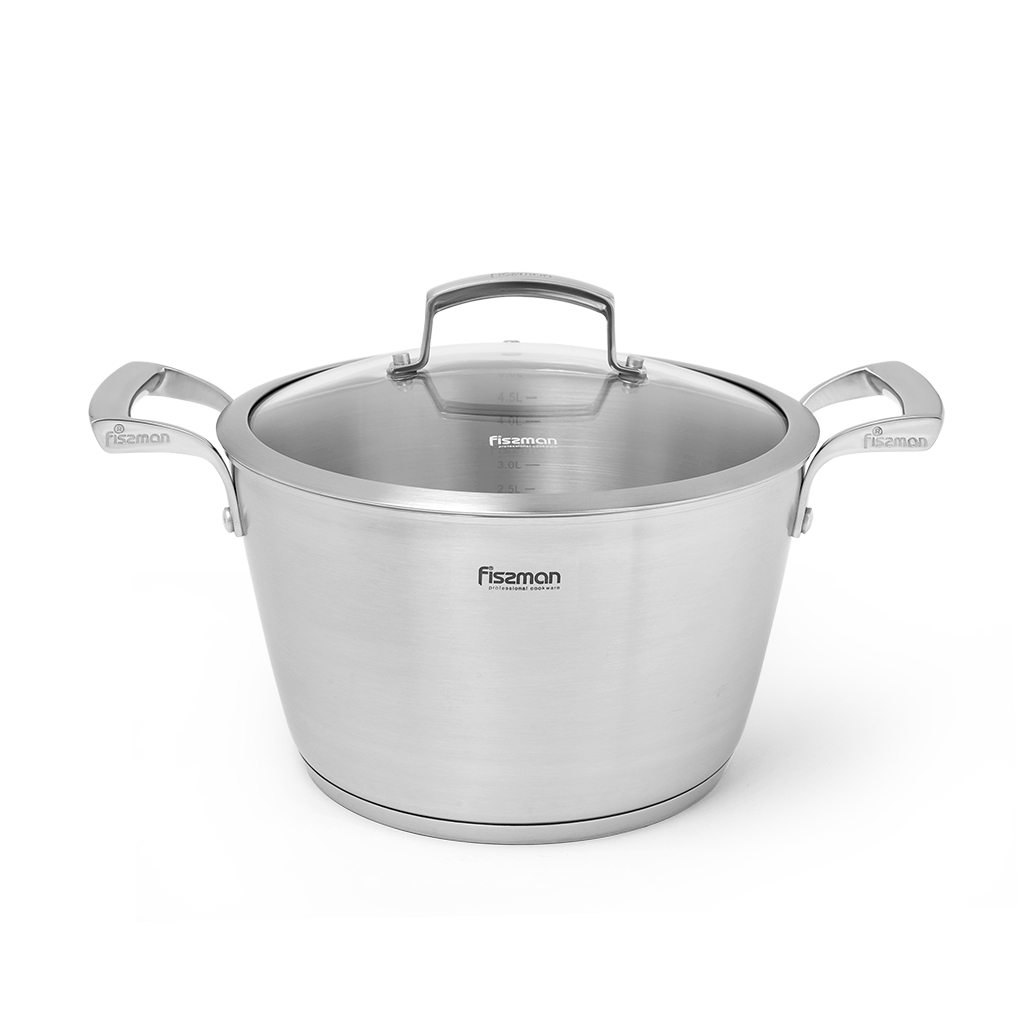 Fissman Millenium Casserole With Glass Lid 20x12cm/3.2LTR (Stainless Steel)
