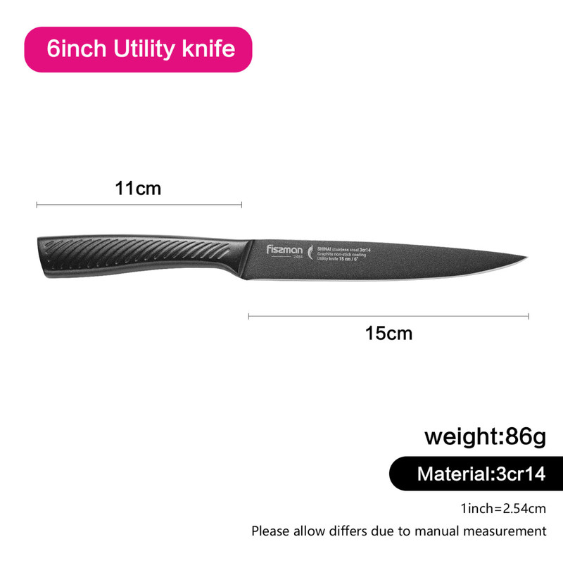 Fissman 6" Utility Knife Shinai With Graphite Non-Stick Coating (3cr14 Steel)