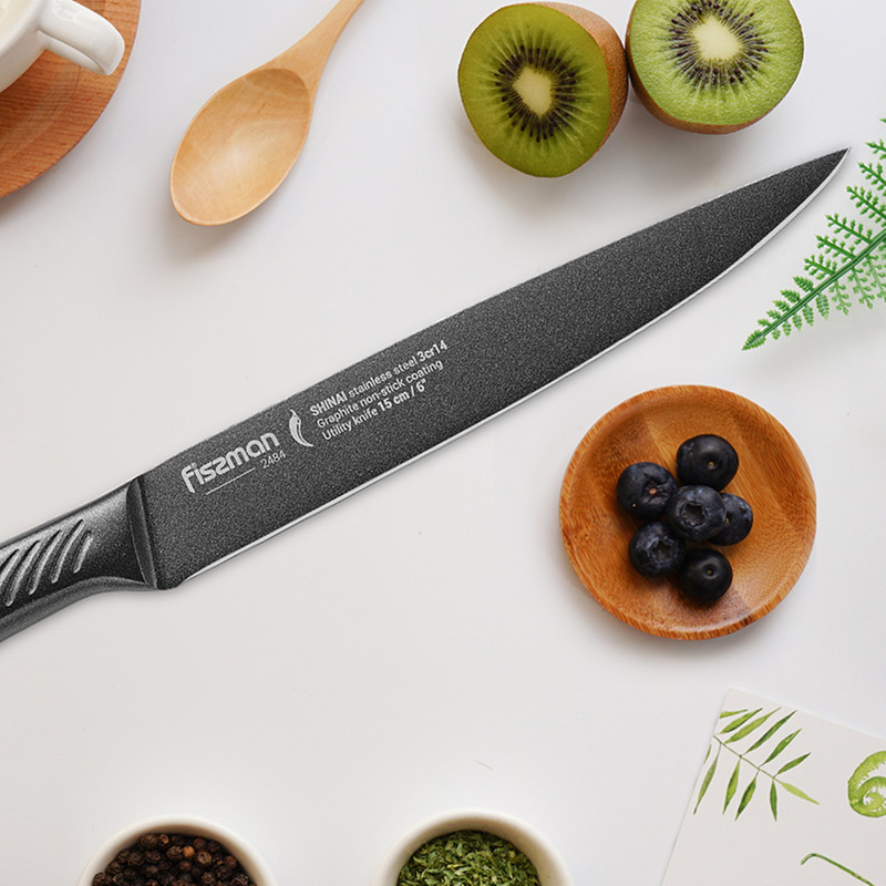 Fissman 6" Utility Knife Shinai With Graphite Non-Stick Coating (3cr14 Steel)