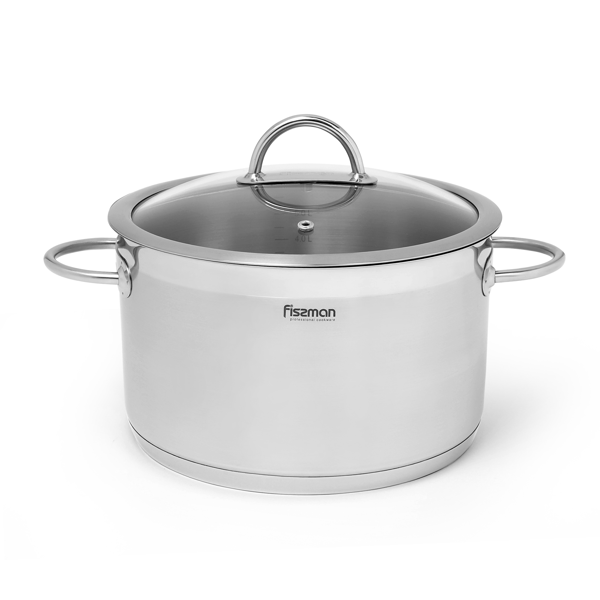 Fissman Benjamin Stockpot With Glass Lid 28x16cm/9.8LTR (Stainless Steel)