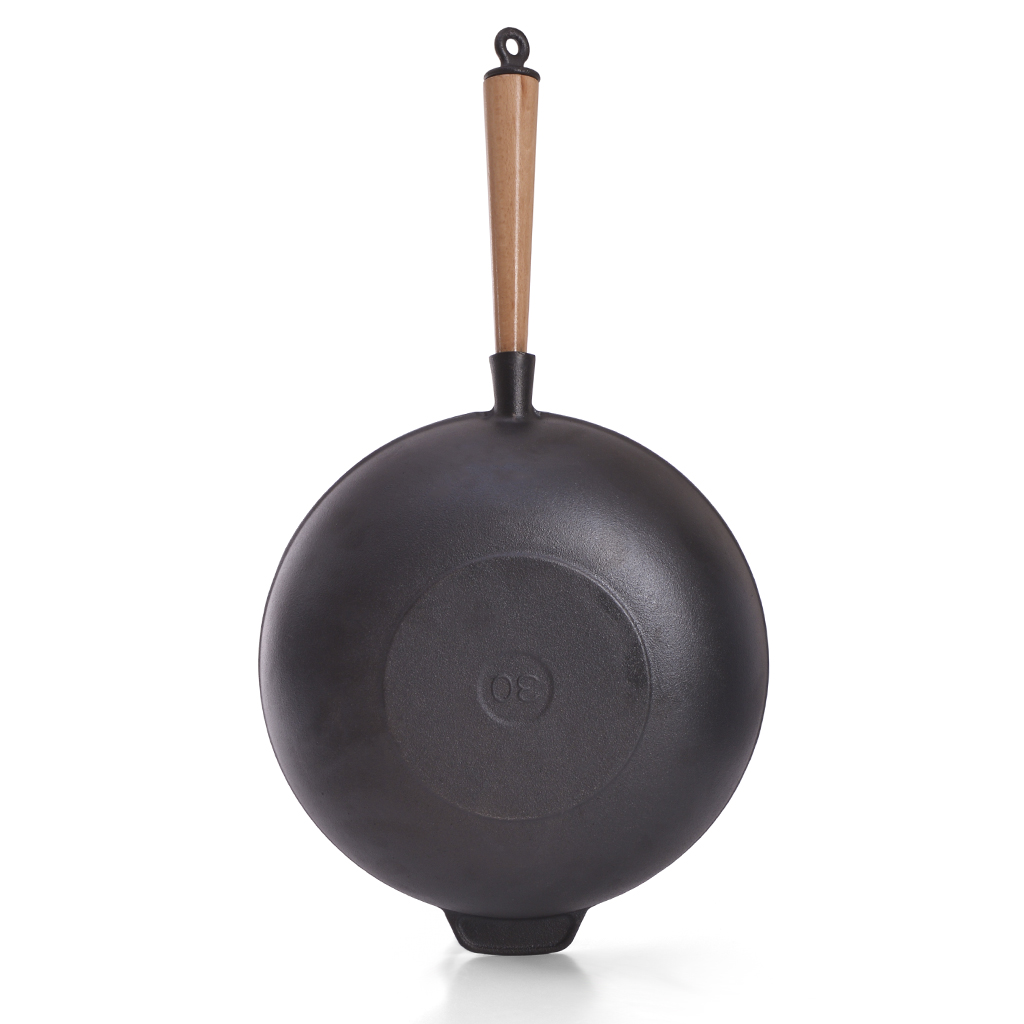 Fissman Wok 29x8.5cm/4LTR With Wooden Handle (Cast Iron)