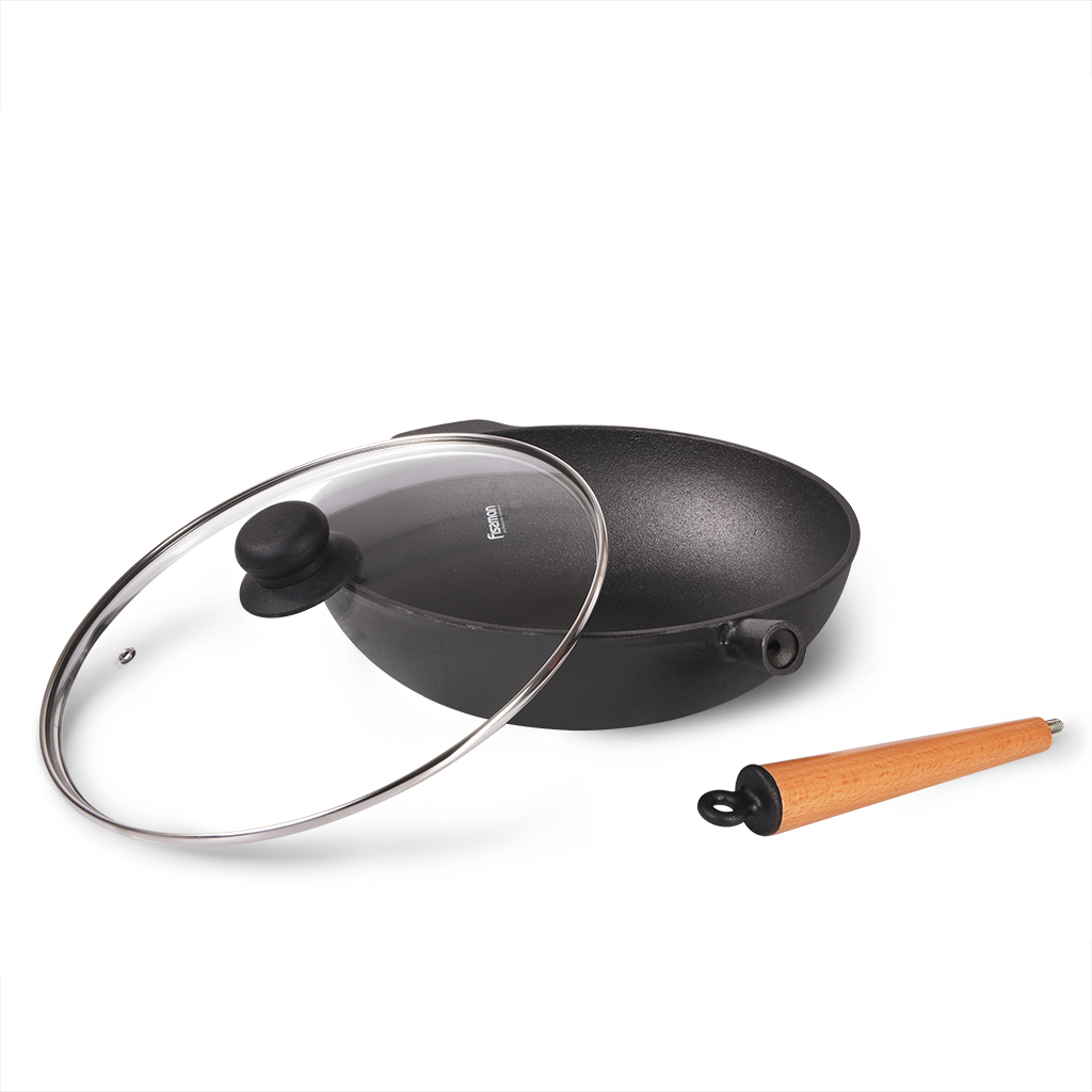 Fissman Wok 29x8.5cm/4LTR With Wooden Handle (Cast Iron)