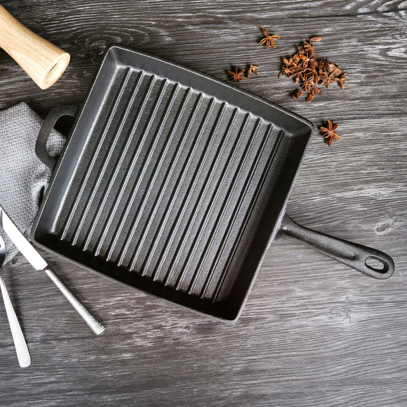 Fissman Square Grill Pan 28x4.7cm With Helper Handle (Cast Iron)