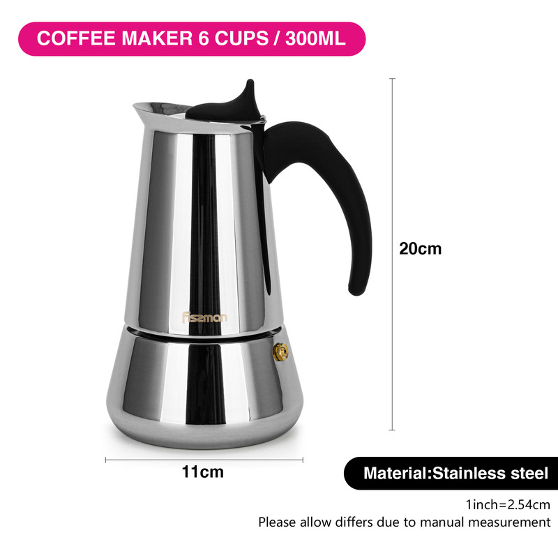 Fissman Coffee Maker (300ml) For 6 Cups (Stainless Steel)