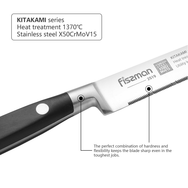 Fissman 5" Utility Knife Kitakami (X50crmov15 Steel)