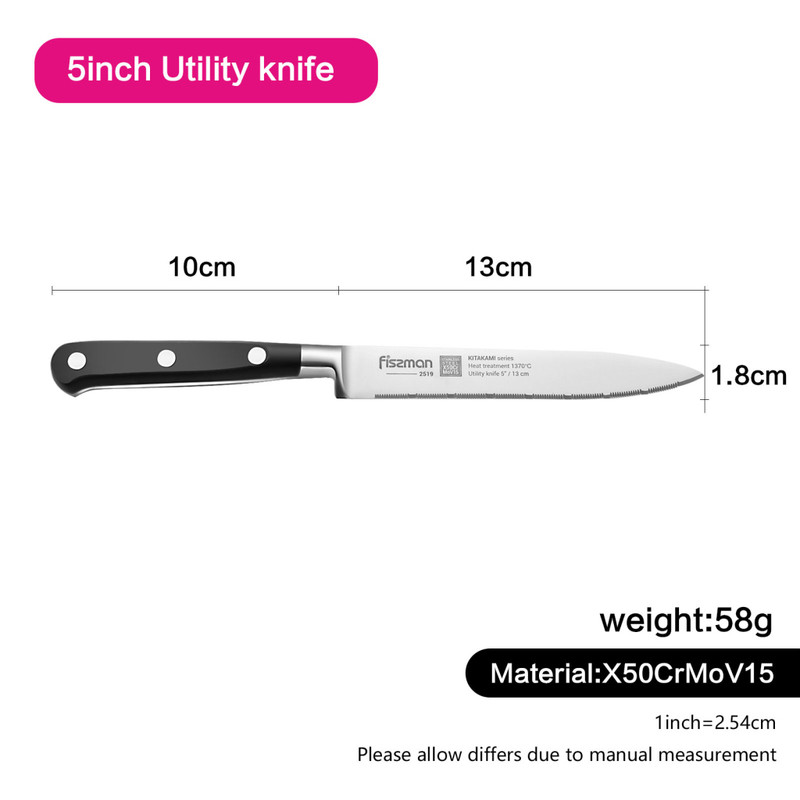 Fissman 5" Utility Knife Kitakami (X50crmov15 Steel)