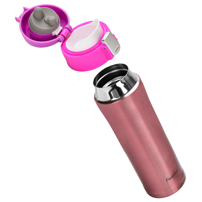 Fissman Double Wall Vacuum Travel Mug 450ml Pink (Stainless Steel)