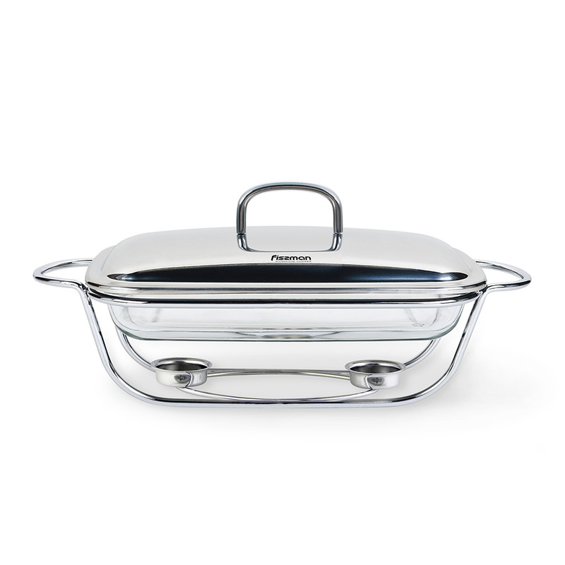 Fissman Rectangular Chafing Dish 42x22x20cm/3.0LTR (Heat Resistant Glass)
