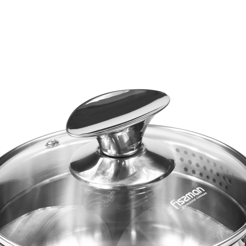 Fissman Sauce Pan 16x8cm/1.6LTR With Glass Lid Elegance (Stainless Steel)