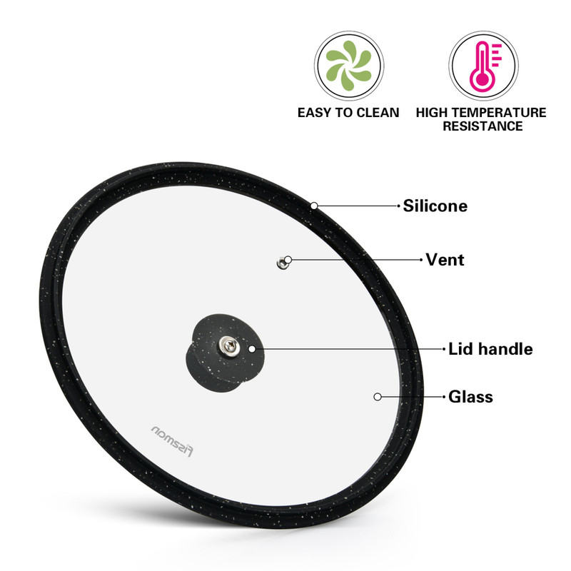 Fissman Lid Arcades 20cm With Black Marble Silicone Rim (Glass)
