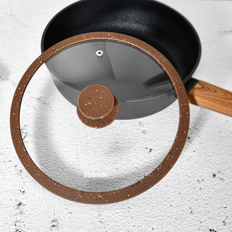 Fissman Lid Arcades 26cm With Dark Brown Marble Silicone Rim (Glass)