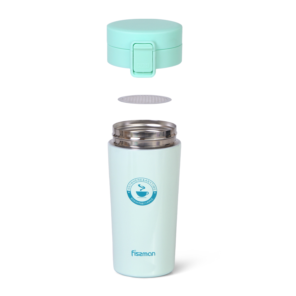 Fissman Double Wall Vacuum Travel Mug 320ml Aquamarine (Stainless Steel)