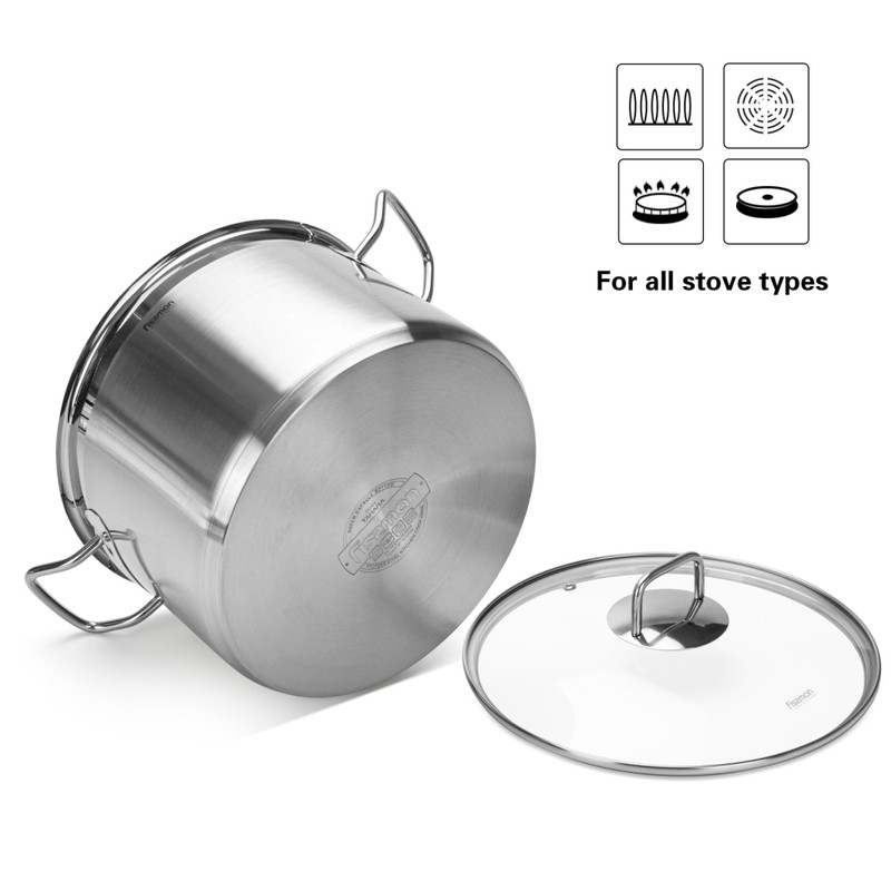 Fissman Stockpot Tahara 28x215cm/13.2LTR With Glass Lid (Stainless Steel)