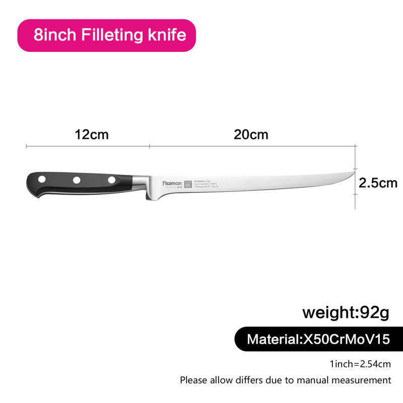 Fissman 8" Filleting Knife Kitakami (X50crmov15 Steel)