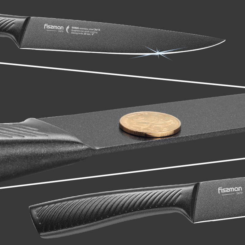 Fissman 8" Slicing Knife Shinai With Graphite Non-Stick Coating (3cr14 Steel)