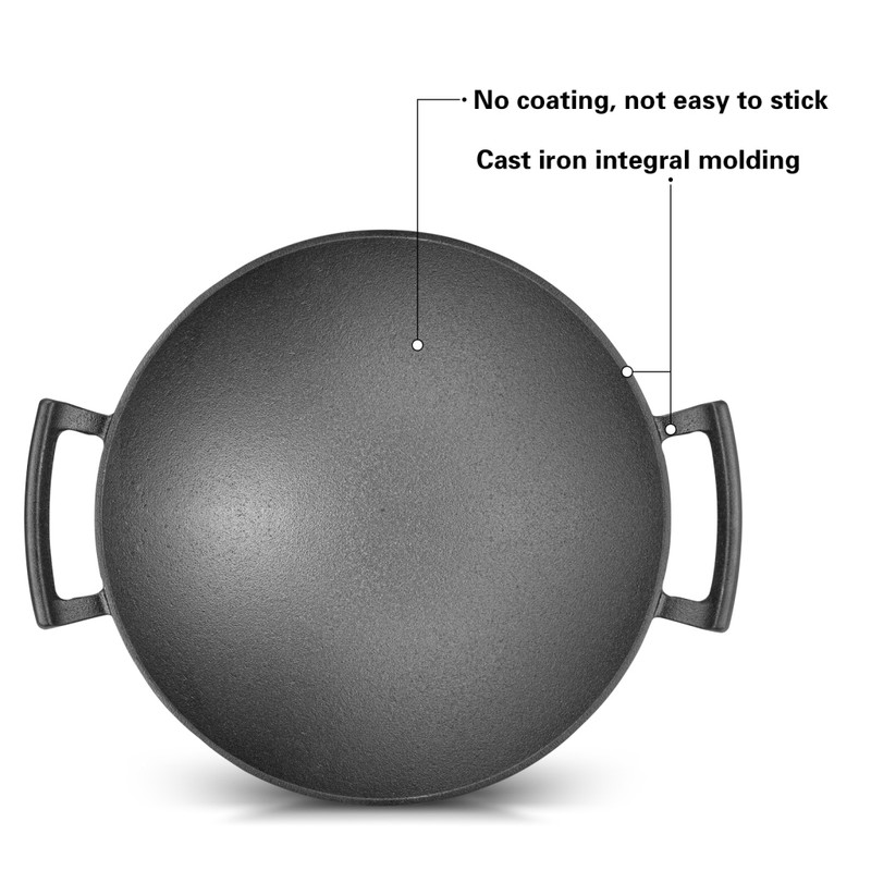 Fissman Wok 35x10.4cm/4.85LTR With Glass Lid (Cast Iron)