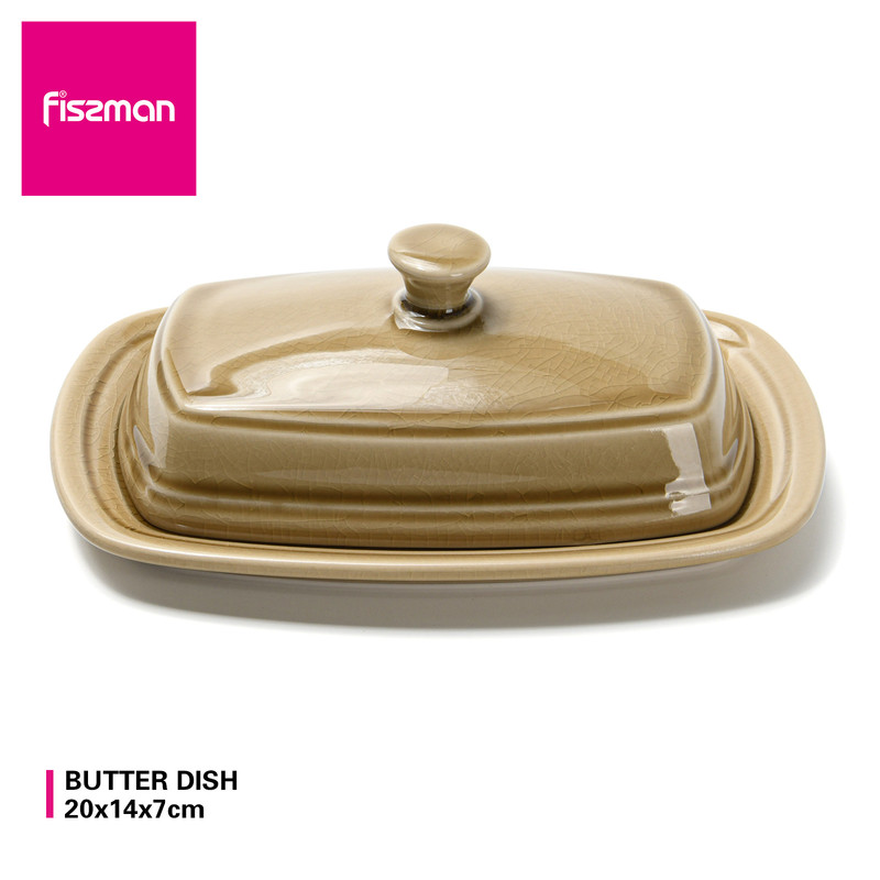 Fissman Butter Dish 20x14x7cm Beige Crackle (Ceramic)