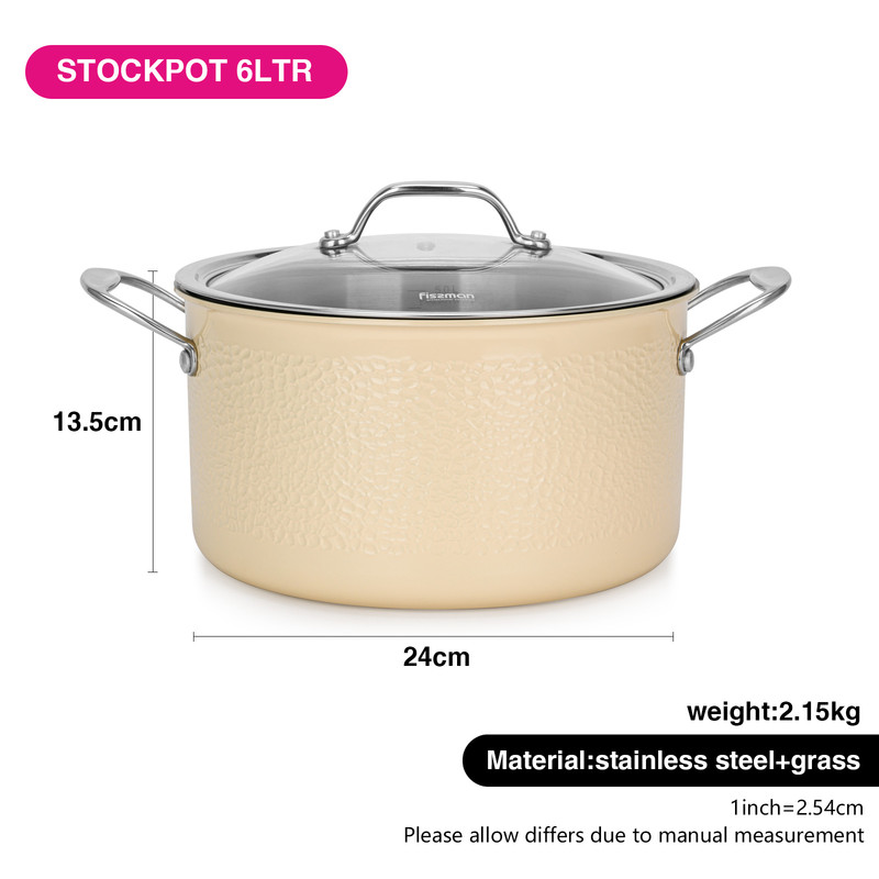 Fissman Casserole 24x13.5cm/6LTR With Glass Lid Brigitte