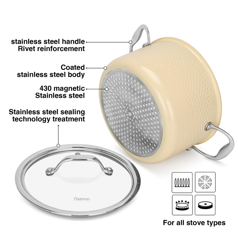 Fissman Casserole 24x13.5cm/6LTR With Glass Lid Brigitte