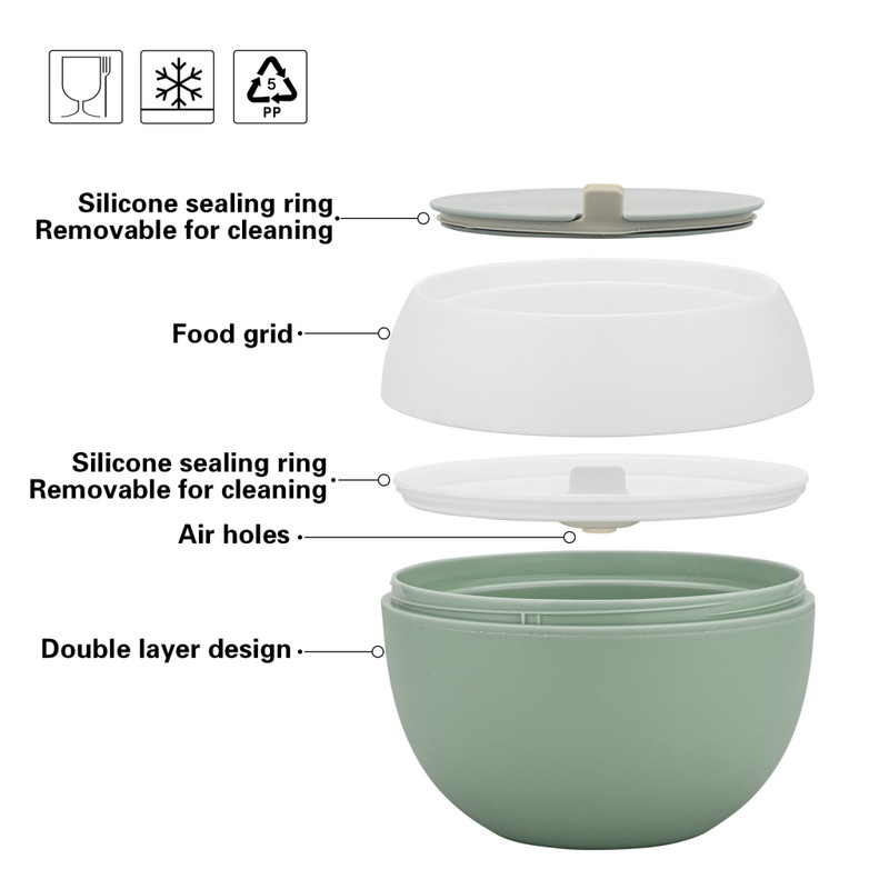 Fissman Round Lunch Box 14.8x14.8x12.1cm/800ml Green (Plastic)