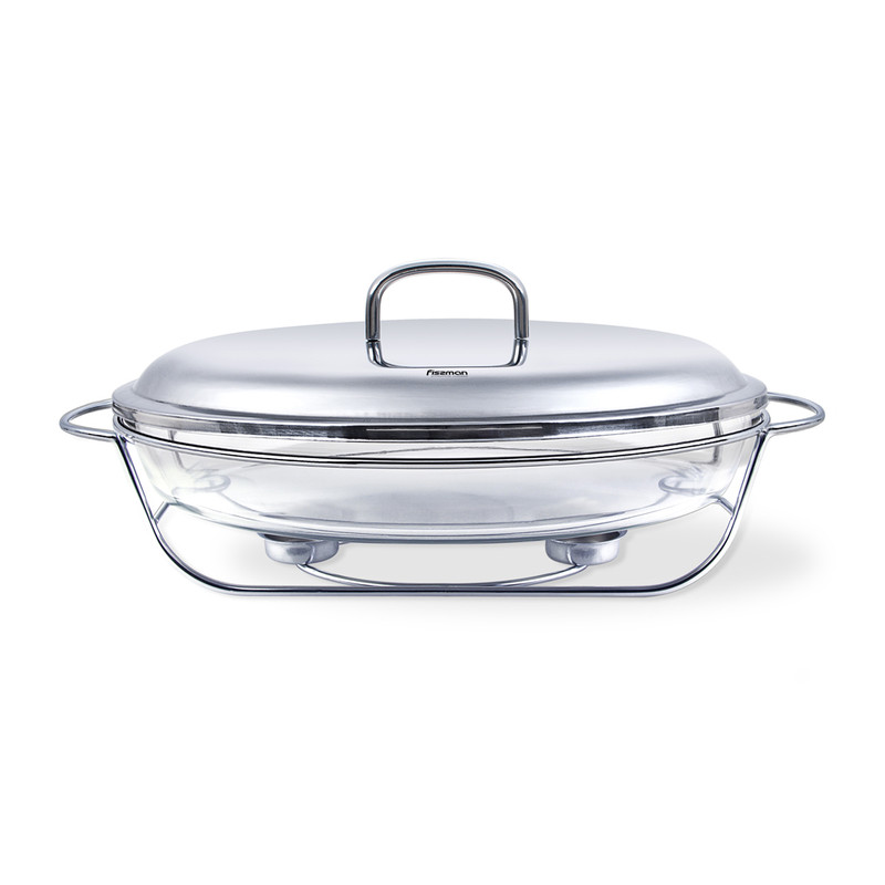 Fissman Oval Chafing Dish 42x25x19cm/3.0LTR (Heat Resistant Glass)