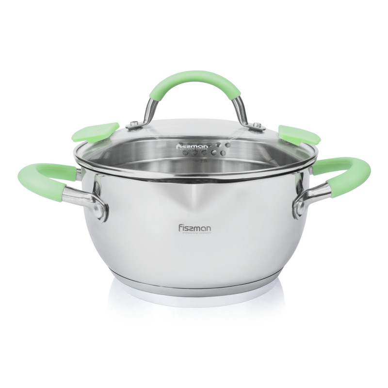 Fissman Casserole 20x10cm/2.5LTR With Glass Lid Charlotte (Stainless Steel)
