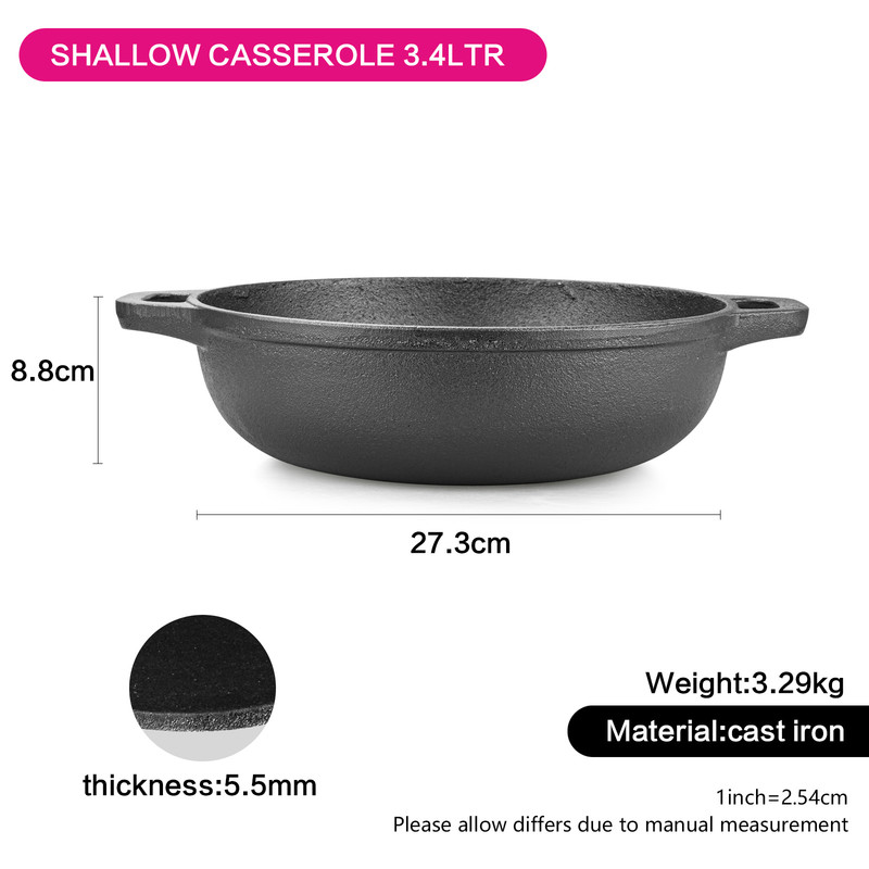 Fissman Shallow Casserole 27.3x8.8cm/3.4LTR (Cast Iron)