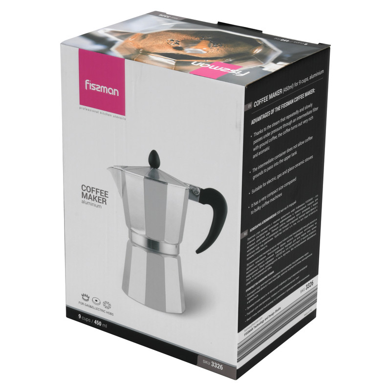 Fissman Coffee Maker (450ml) For 9 Cups (Aluminium)