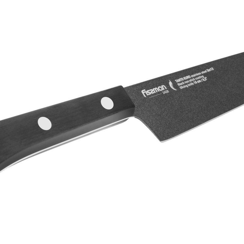Fissman 6.2" Slicing Knife Tanto Kuro With Black Non-Stick Coating (3cr13 Steel)