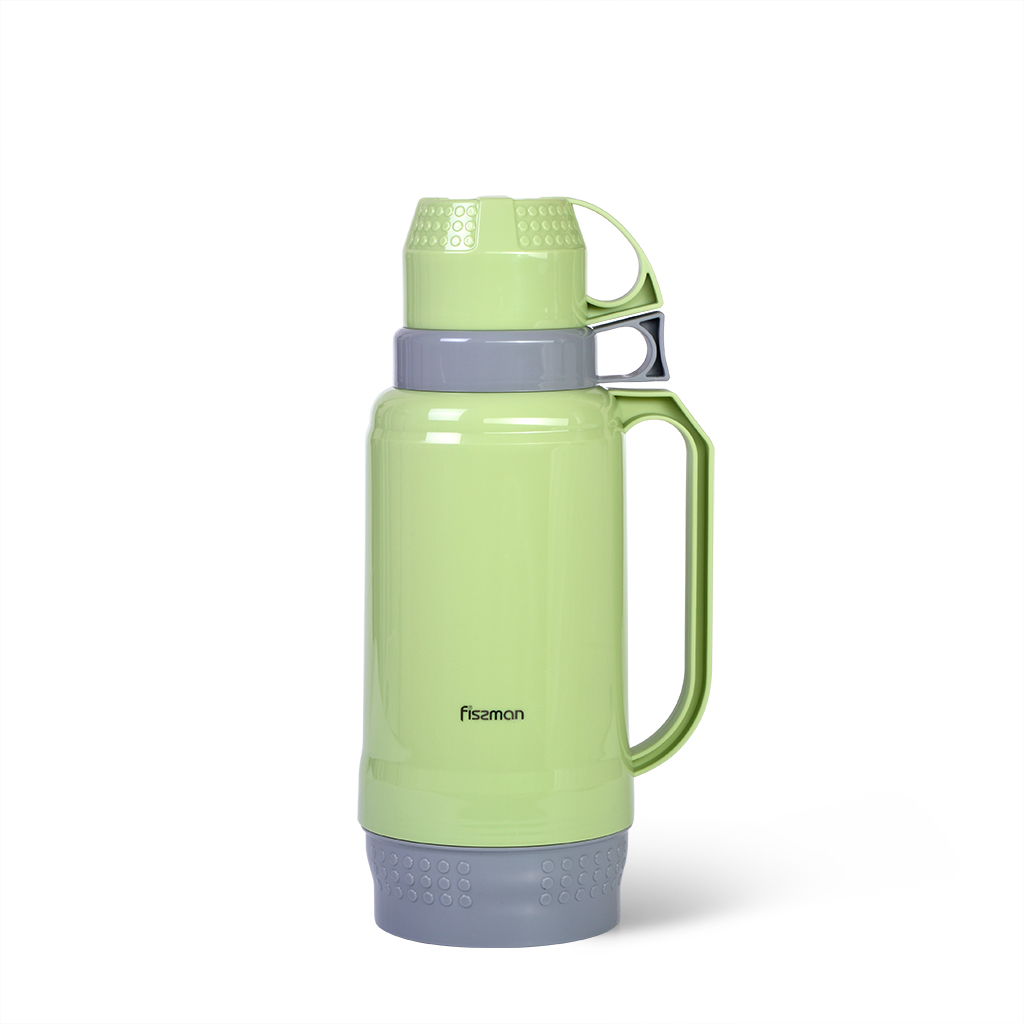Fissman Vacuum Bottle 1800ml. Green (Plastic Frame With Glass Liner)